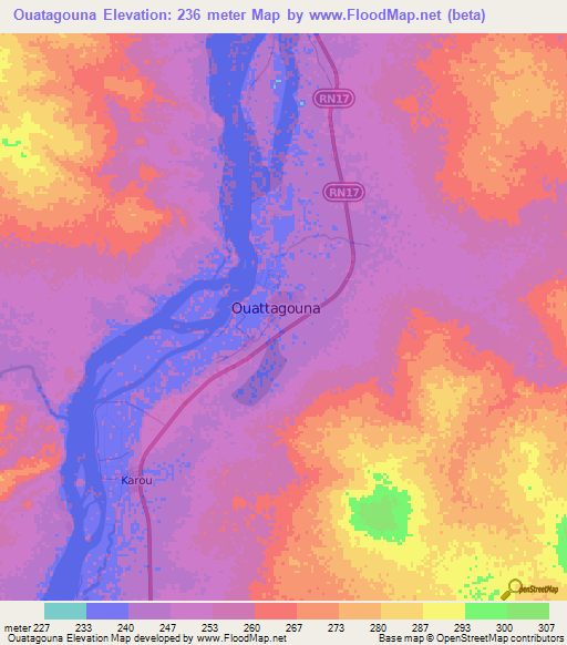 Ouatagouna,Mali Elevation Map