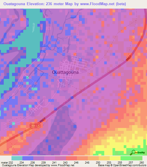 Ouatagouna,Mali Elevation Map