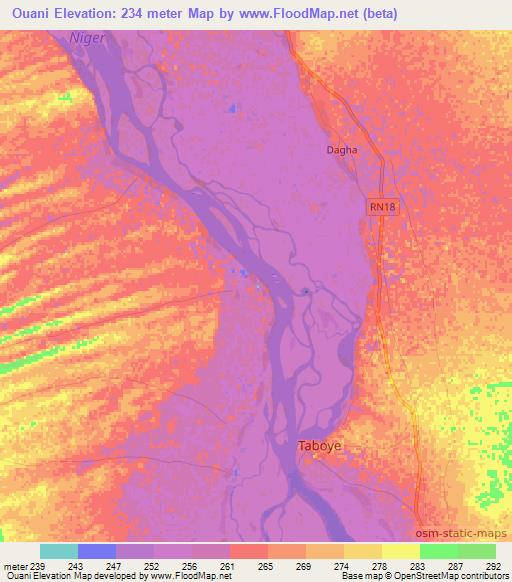 Ouani,Mali Elevation Map