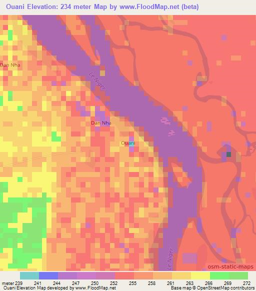 Ouani,Mali Elevation Map