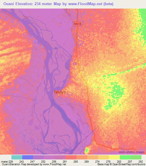 Ouani,Mali Elevation Map