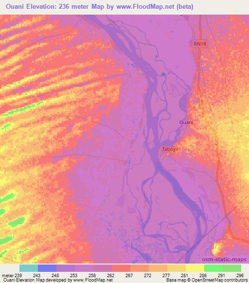 Ouani,Mali Elevation Map