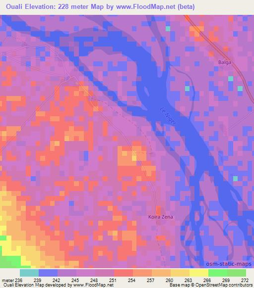 Ouali,Mali Elevation Map