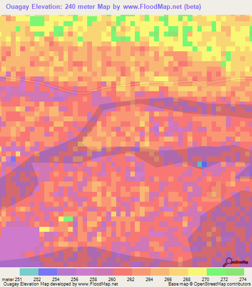 Ouagay,Mali Elevation Map