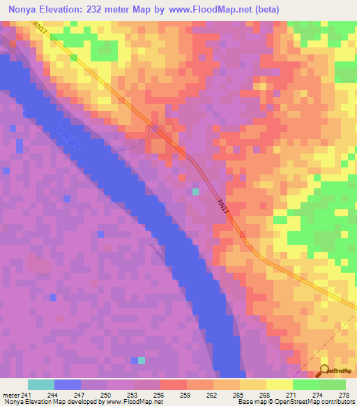 Nonya,Mali Elevation Map