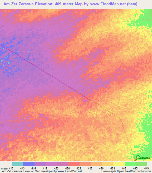Am Zet Zaraoua,Chad Elevation Map