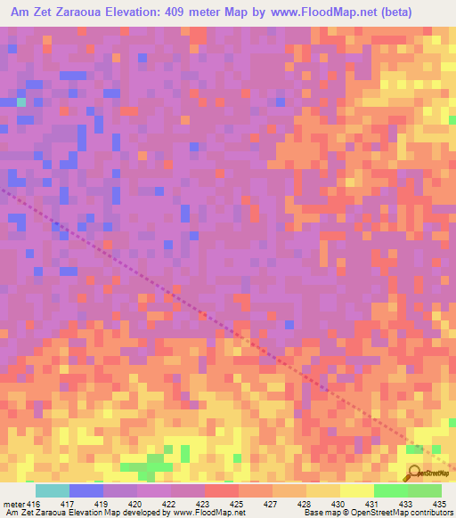 Am Zet Zaraoua,Chad Elevation Map
