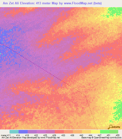 Am Zet Ali,Chad Elevation Map