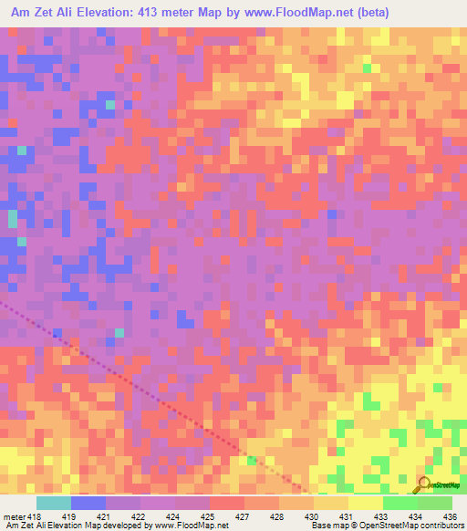 Am Zet Ali,Chad Elevation Map