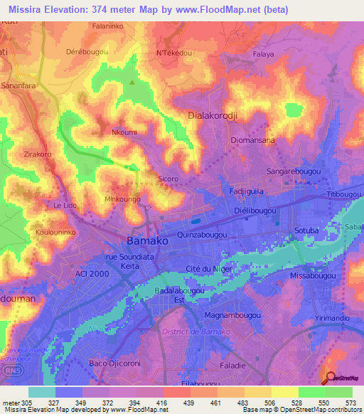 Missira,Mali Elevation Map