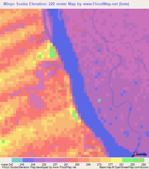 Minyo Souba,Mali Elevation Map