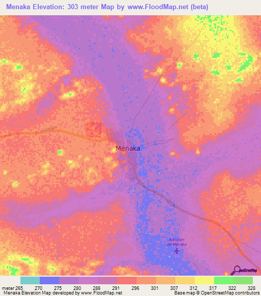 Menaka,Mali Elevation Map