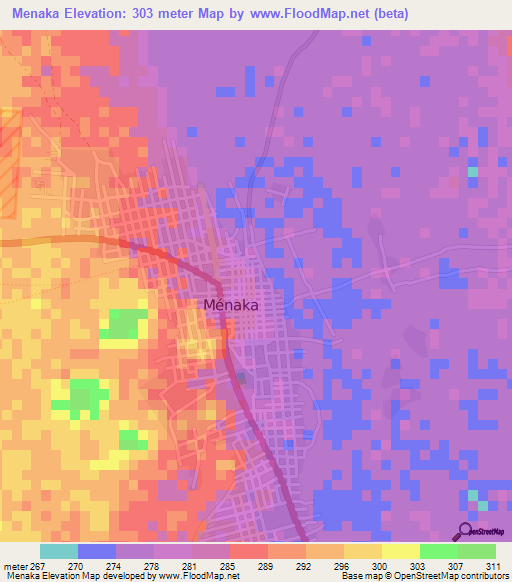Menaka,Mali Elevation Map