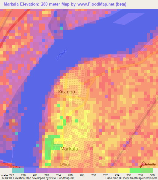 Markala,Mali Elevation Map
