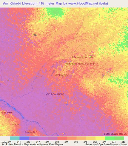 Am Rhirebi,Chad Elevation Map