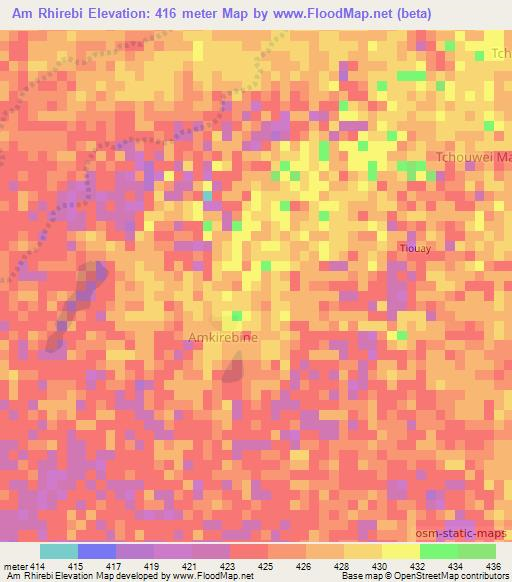Am Rhirebi,Chad Elevation Map