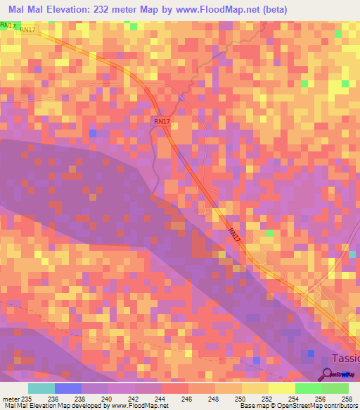 Mal Mal,Mali Elevation Map