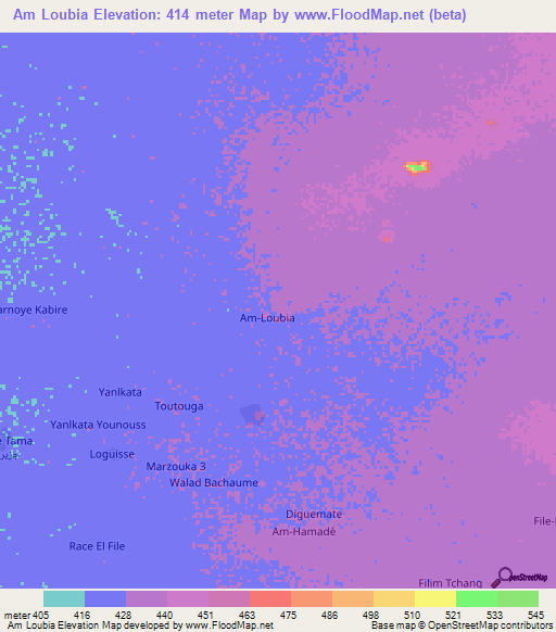 Am Loubia,Chad Elevation Map