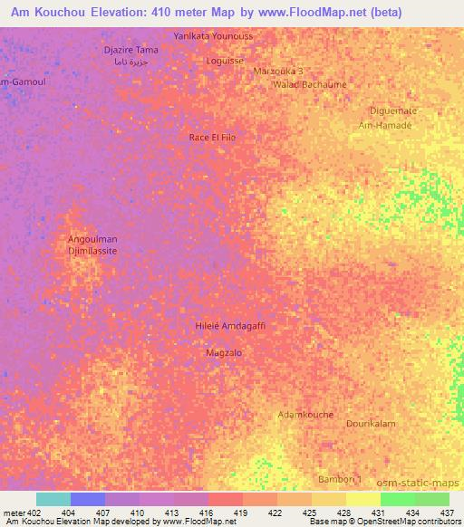 Am Kouchou,Chad Elevation Map