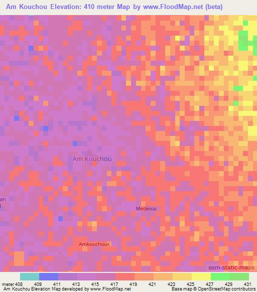 Am Kouchou,Chad Elevation Map