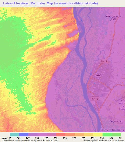 Lobou,Mali Elevation Map