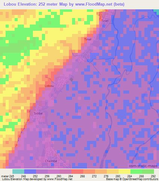 Lobou,Mali Elevation Map