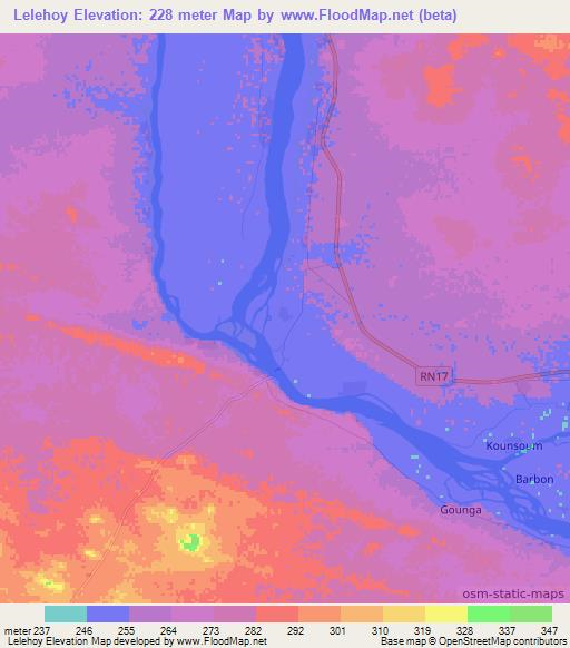 Lelehoy,Mali Elevation Map