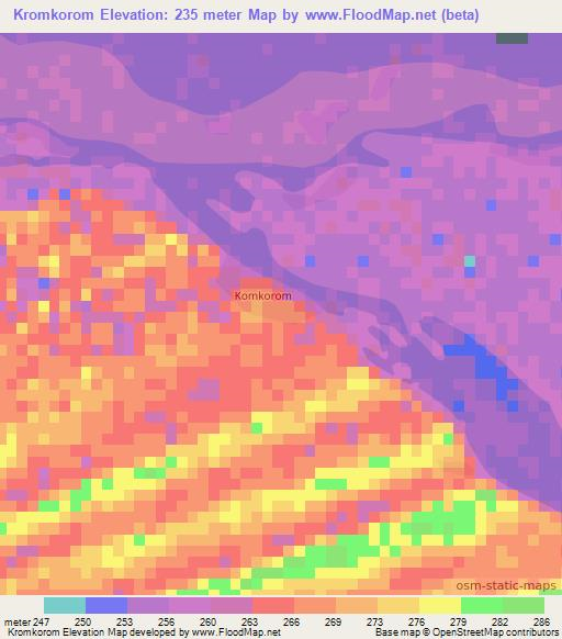 Kromkorom,Mali Elevation Map