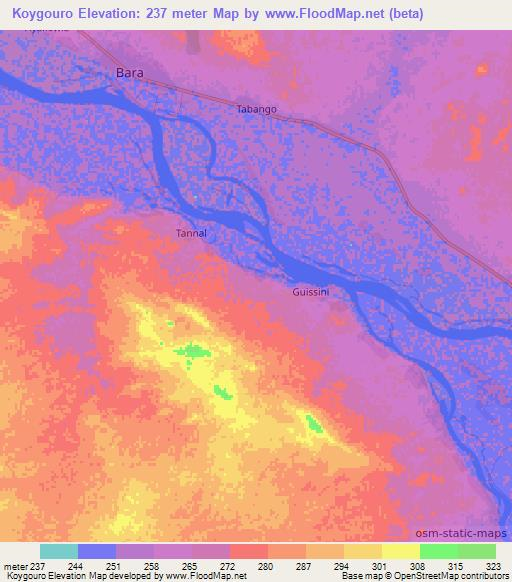 Koygouro,Mali Elevation Map