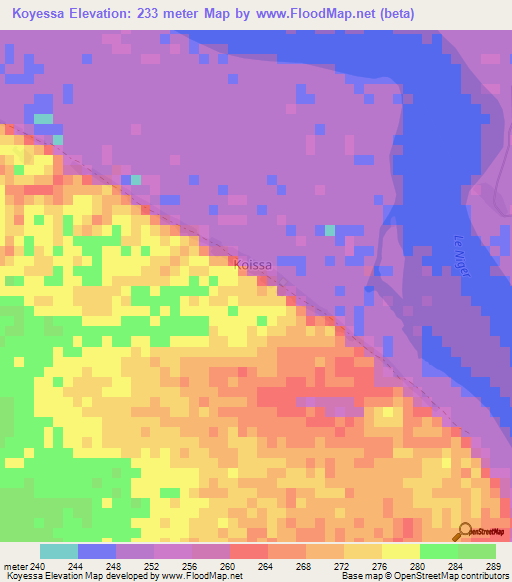 Koyessa,Mali Elevation Map