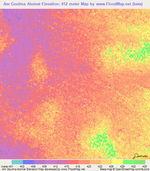 Am Goulma Atomat,Chad Elevation Map