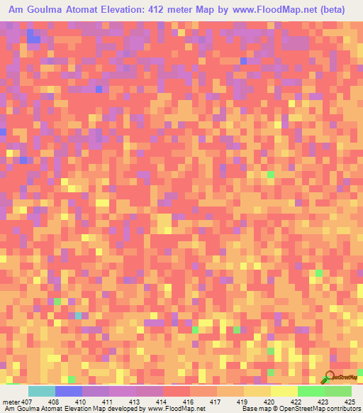 Am Goulma Atomat,Chad Elevation Map