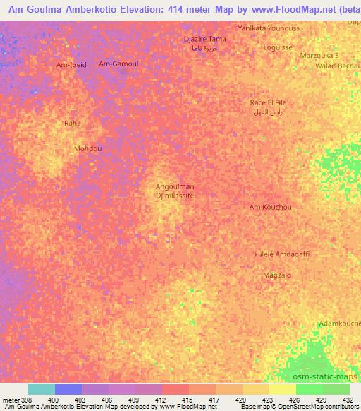 Am Goulma Amberkotio,Chad Elevation Map