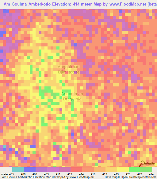 Am Goulma Amberkotio,Chad Elevation Map