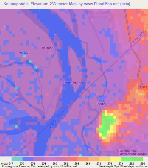 Koumagondie,Mali Elevation Map