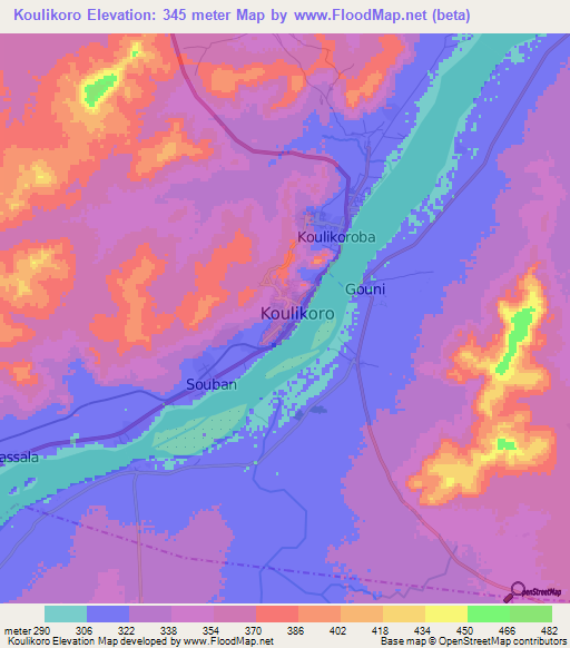 Koulikoro,Mali Elevation Map