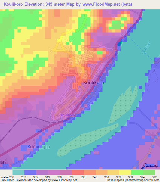 Koulikoro,Mali Elevation Map