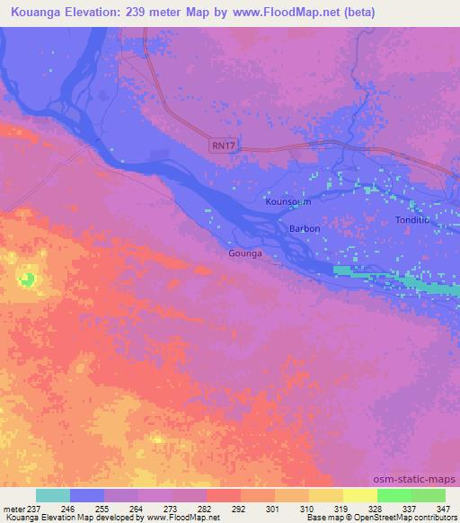 Kouanga,Mali Elevation Map