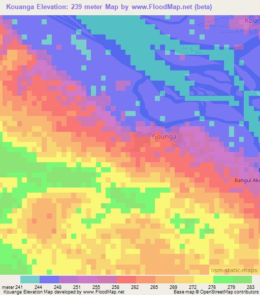 Kouanga,Mali Elevation Map