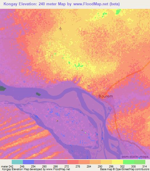 Kongay,Mali Elevation Map