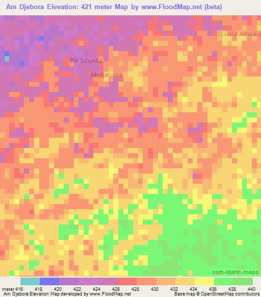 Am Djebora,Chad Elevation Map
