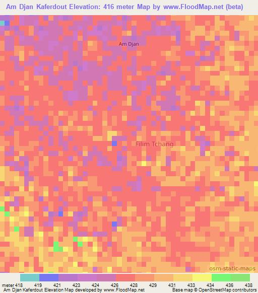 Am Djan Kaferdout,Chad Elevation Map