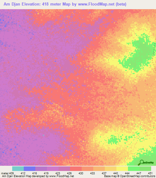 Am Djan,Chad Elevation Map