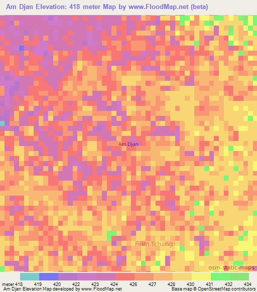 Am Djan,Chad Elevation Map