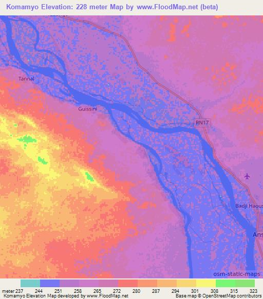 Komamyo,Mali Elevation Map
