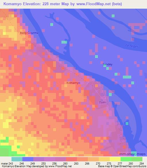 Komamyo,Mali Elevation Map