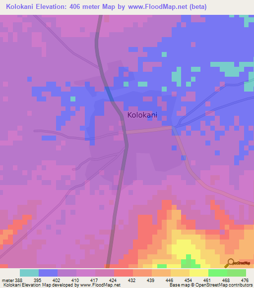 Kolokani,Mali Elevation Map