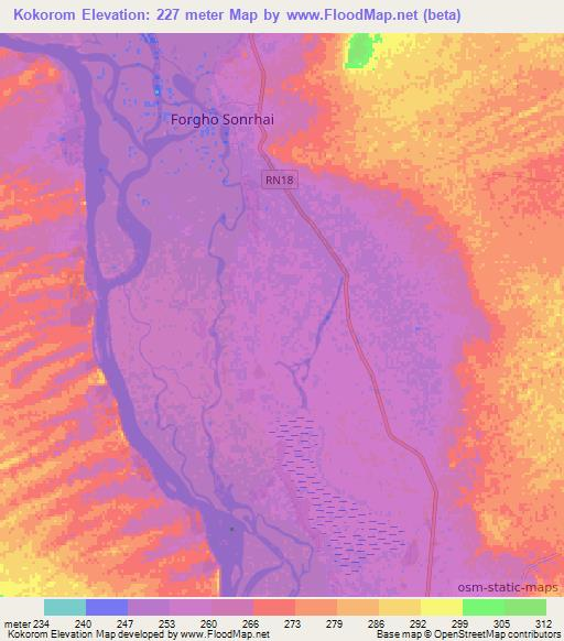 Kokorom,Mali Elevation Map