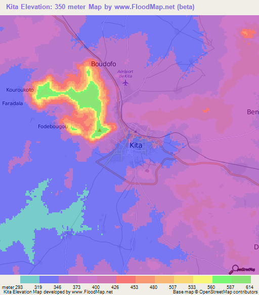 Kita,Mali Elevation Map