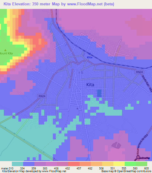 Kita,Mali Elevation Map